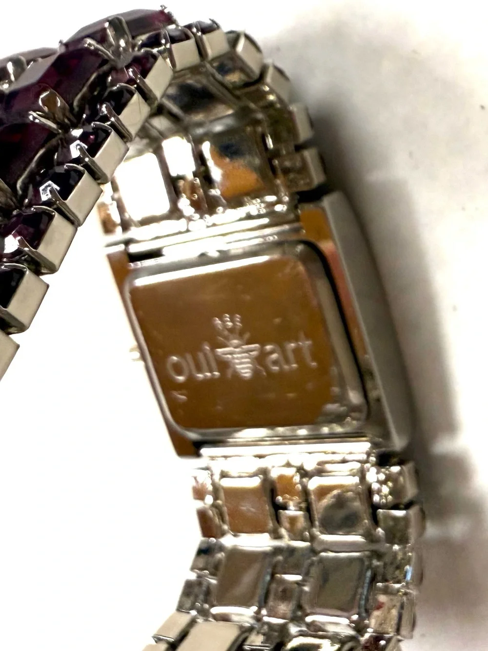 Vintage Oui Art Bee Watch Purple AB Iridescent Crystal Rhinestone Stretch Cuff